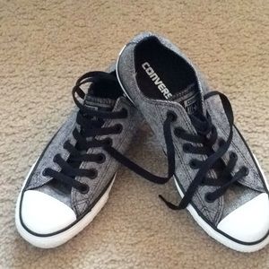 Black and white tweed Chuck Taylors